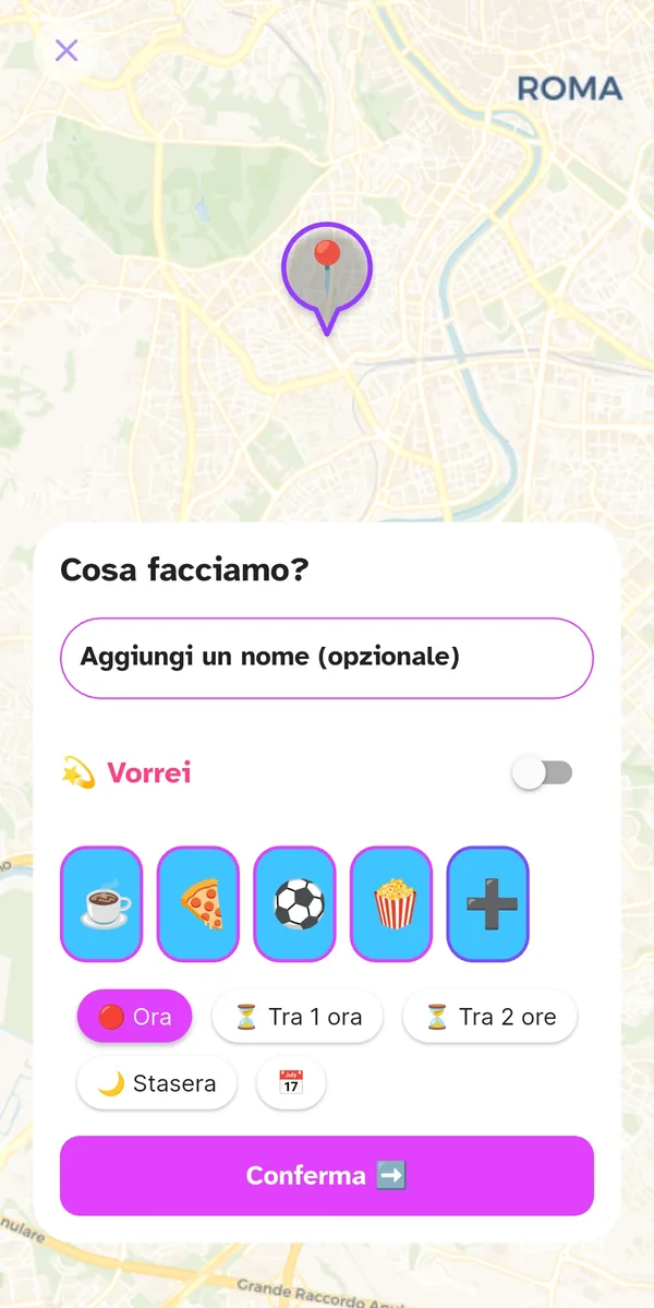 Creazione evento orbiTome: schermata Cosa facciamo