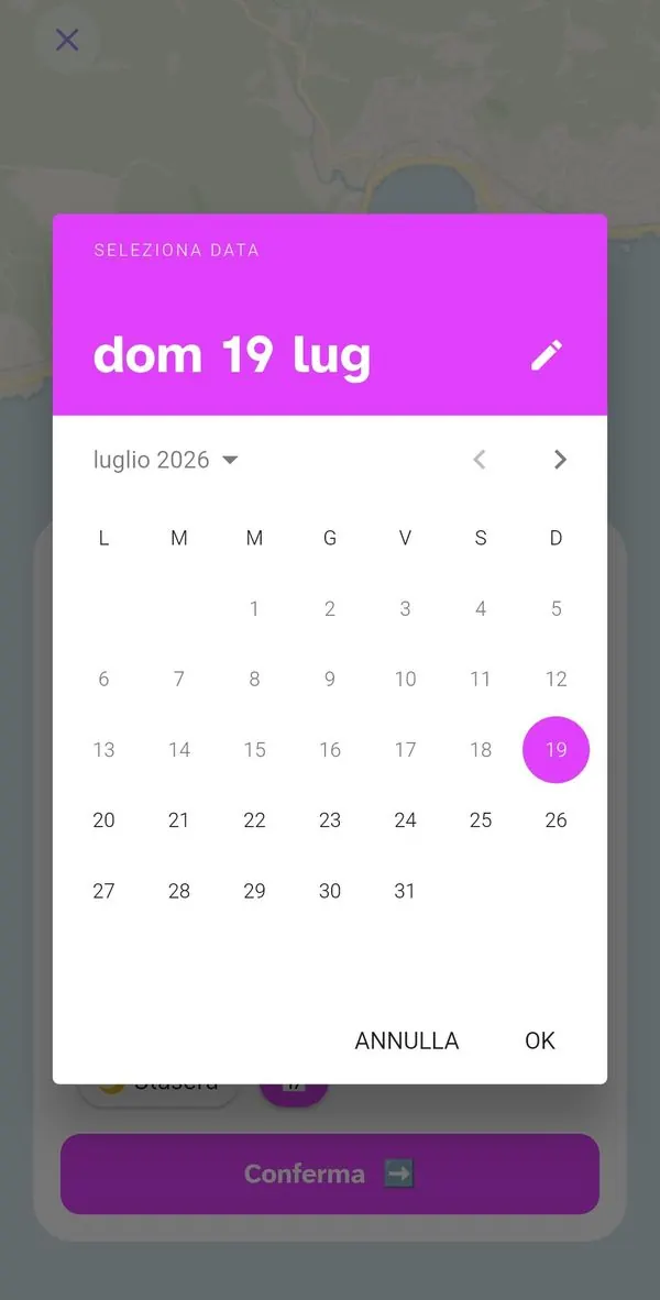 Selettore dell'orario dell'evento