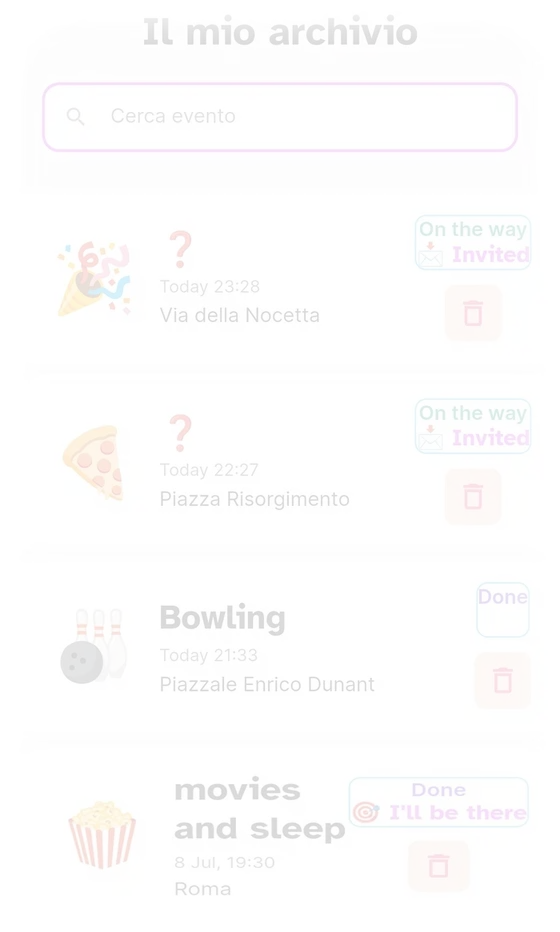 Animazione della scheda di un evento passato