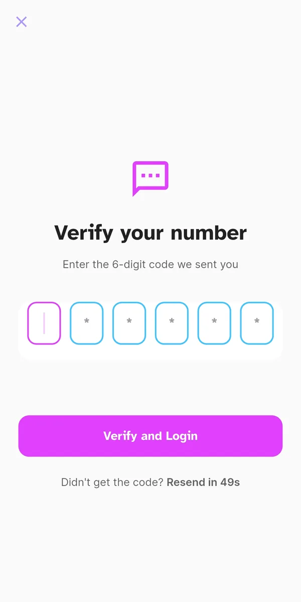 Number verification with a six-digit code