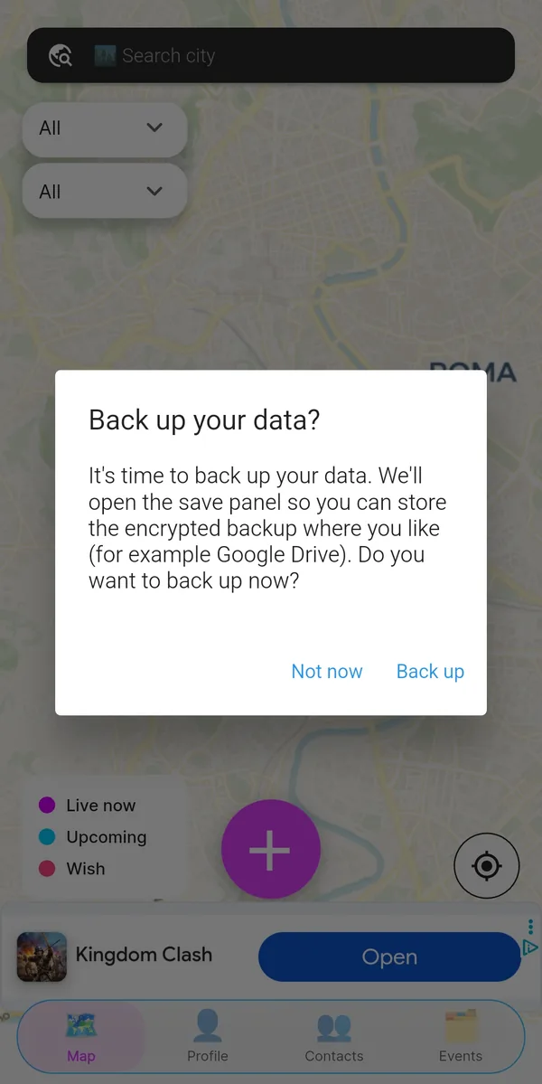 Data backup prompt