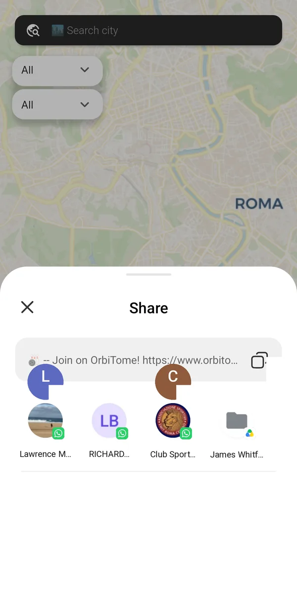 Event share sheet