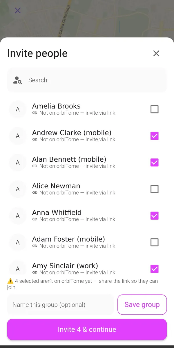 Creating a guest group while inviting