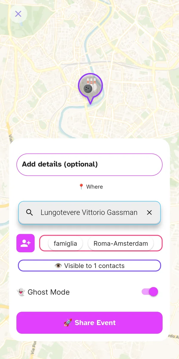 Ghost Mode on, event visible to invitees only
