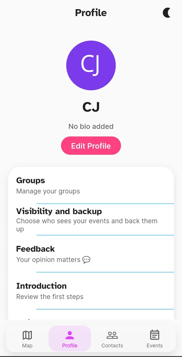 orbiTome Profile with avatar, groups and settings