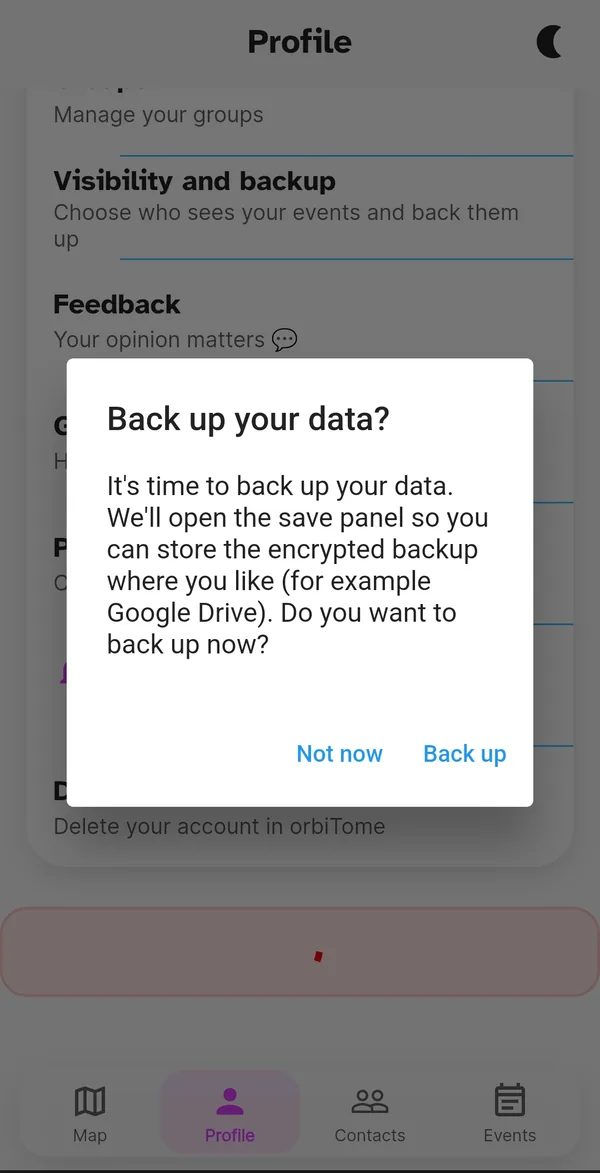Data backup prompt