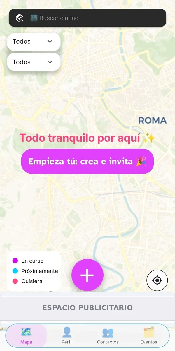 Inicio de orbiTome sin eventos cerca