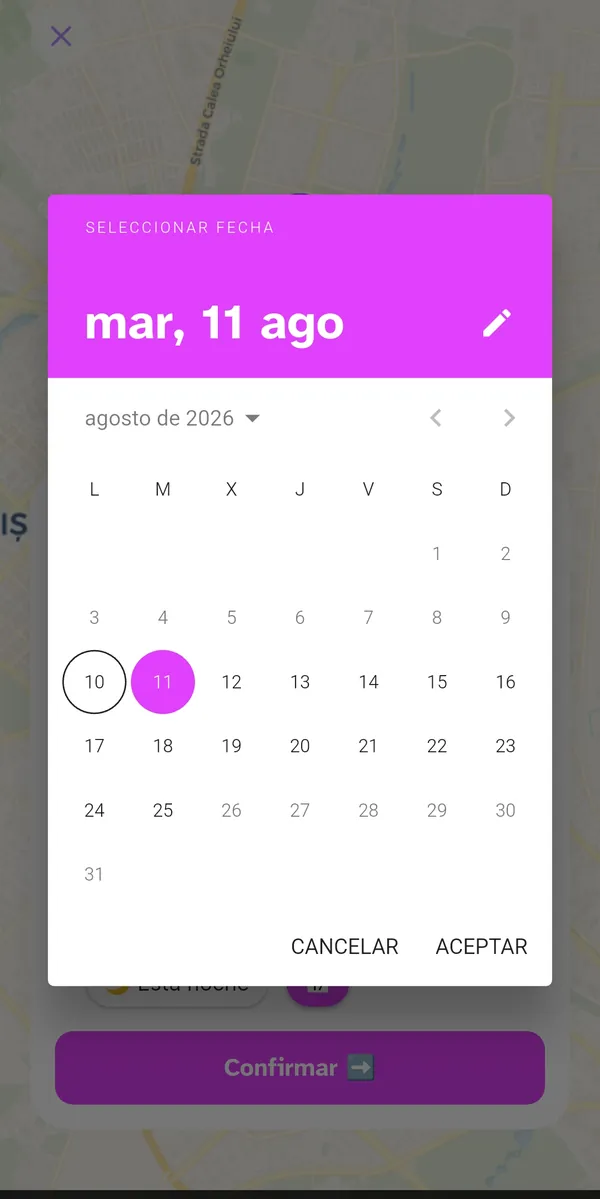 Calendario para programar el evento