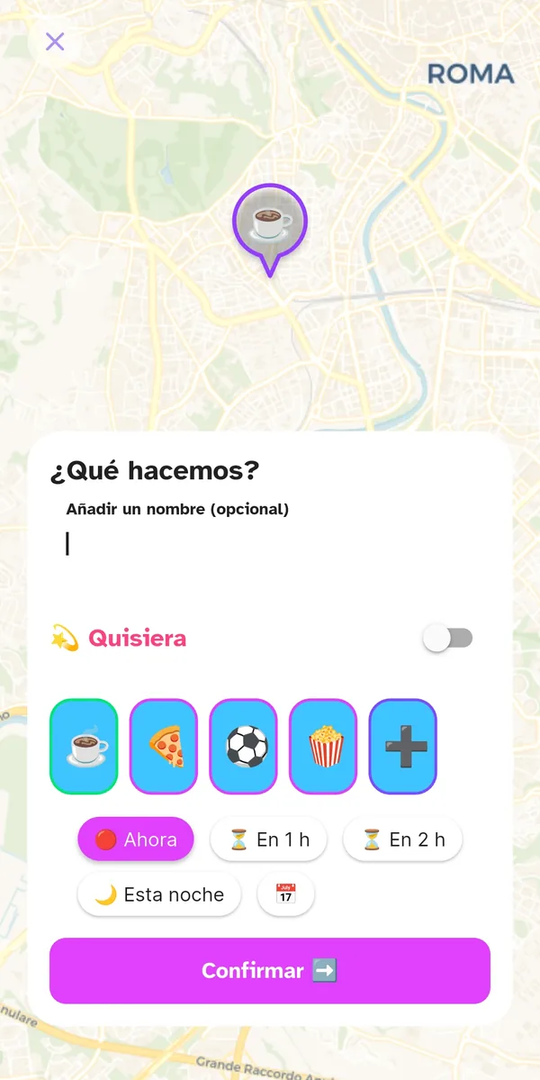Interruptor Quisiera activado durante la creación del evento