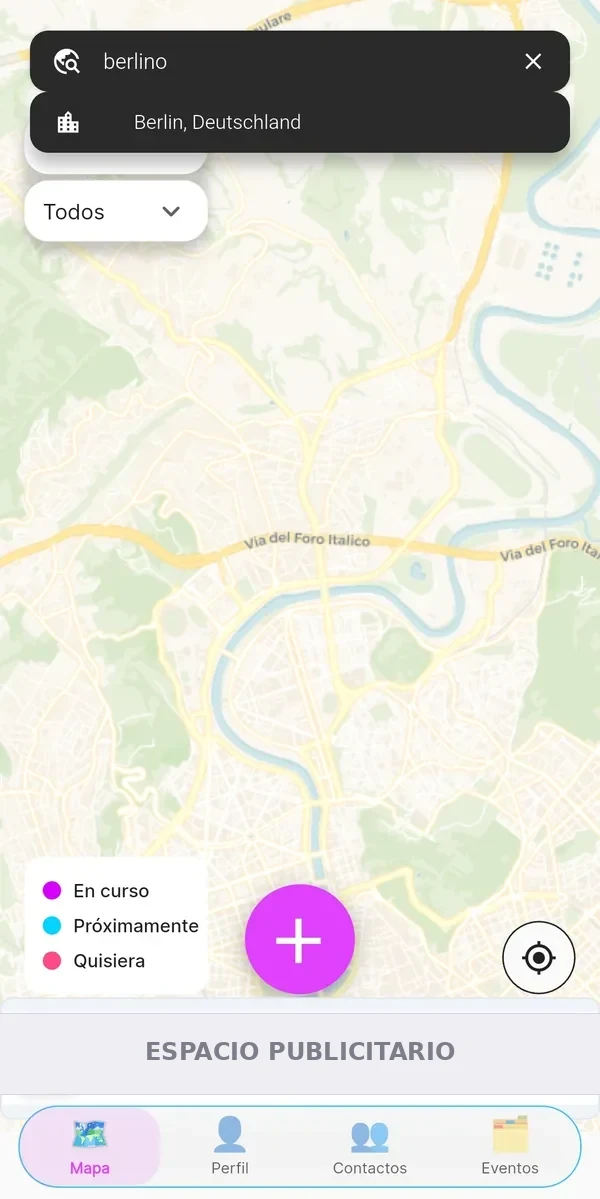 Búsqueda de una ciudad en el mapa de orbiTome