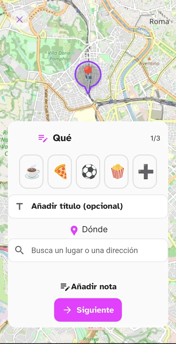 Primer paso de la creación del evento: Qué