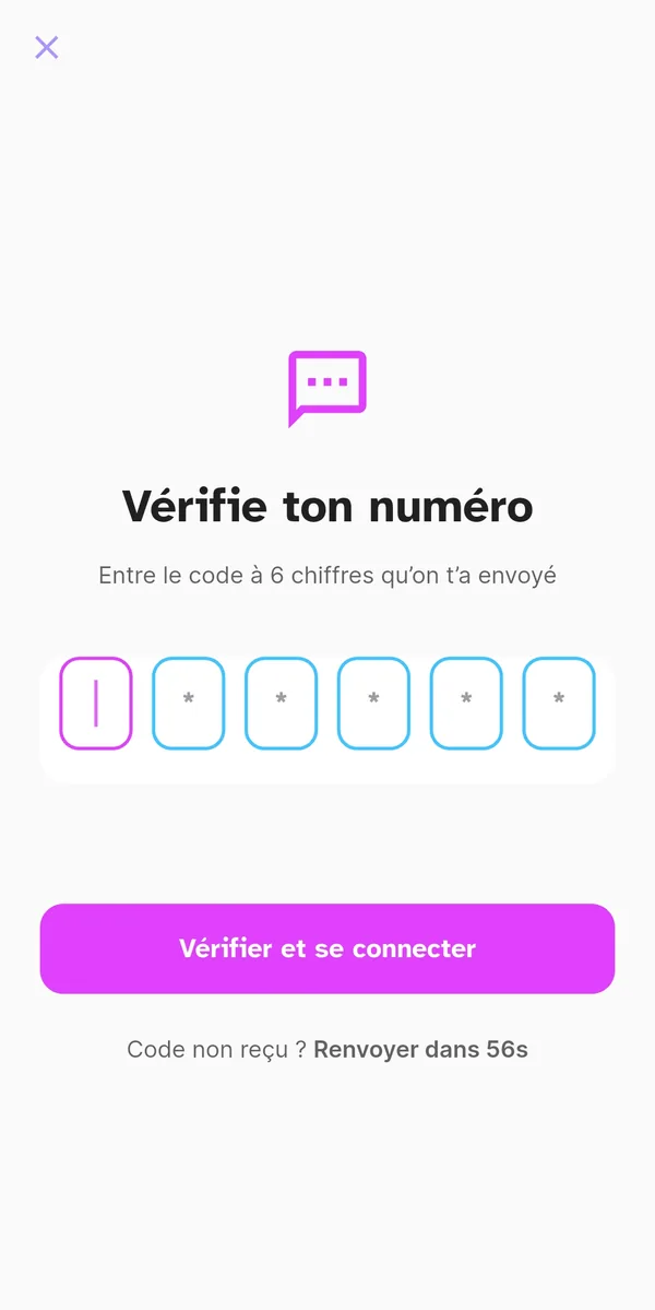 Vérification du numéro par code à six chiffres