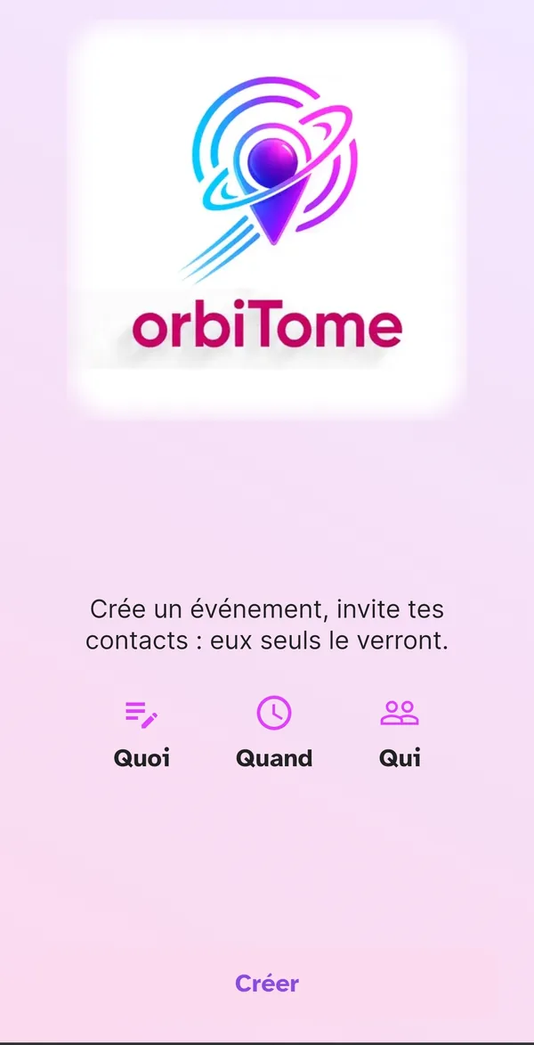 Écran d'introduction avec les trois étapes Quoi, Quand, Qui