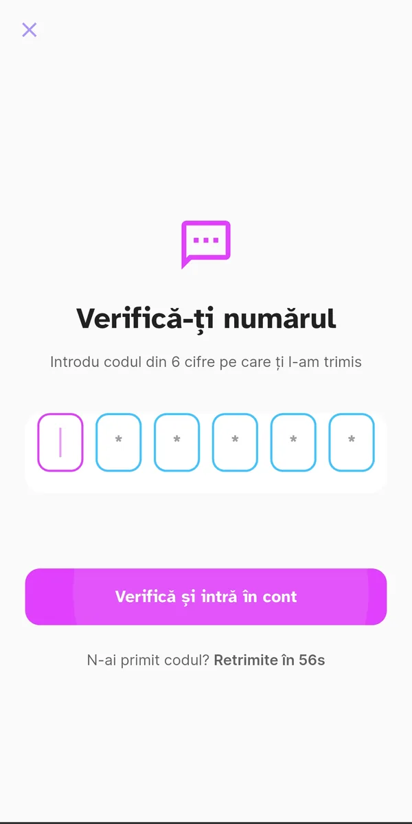 Verificarea numărului cu cod din șase cifre