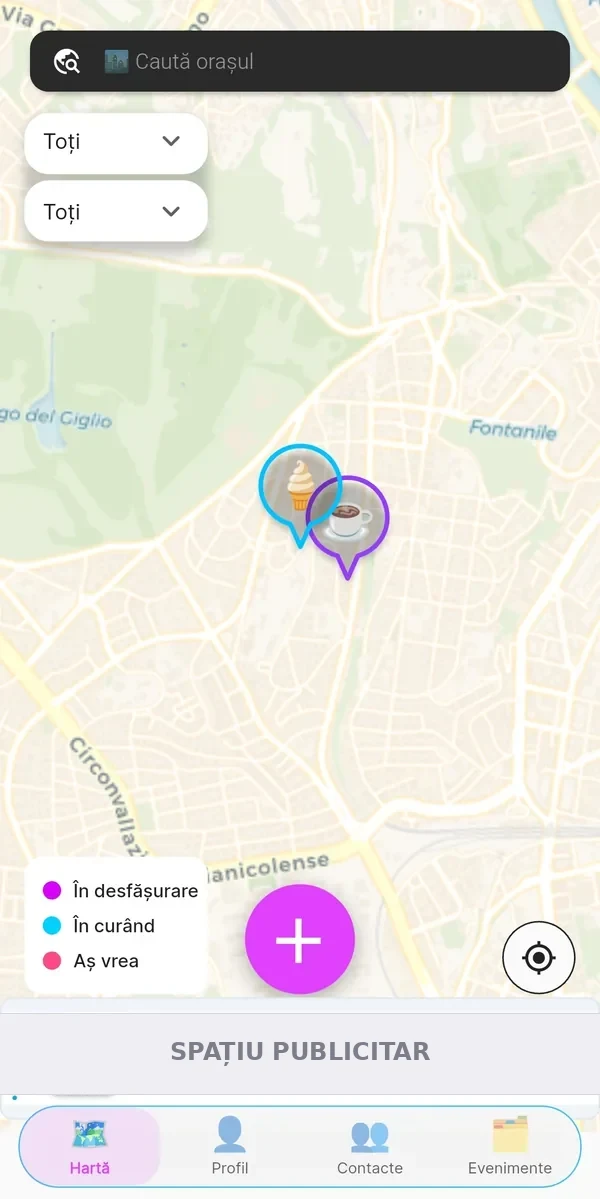 Eveniment pizza vizibil pe hartă