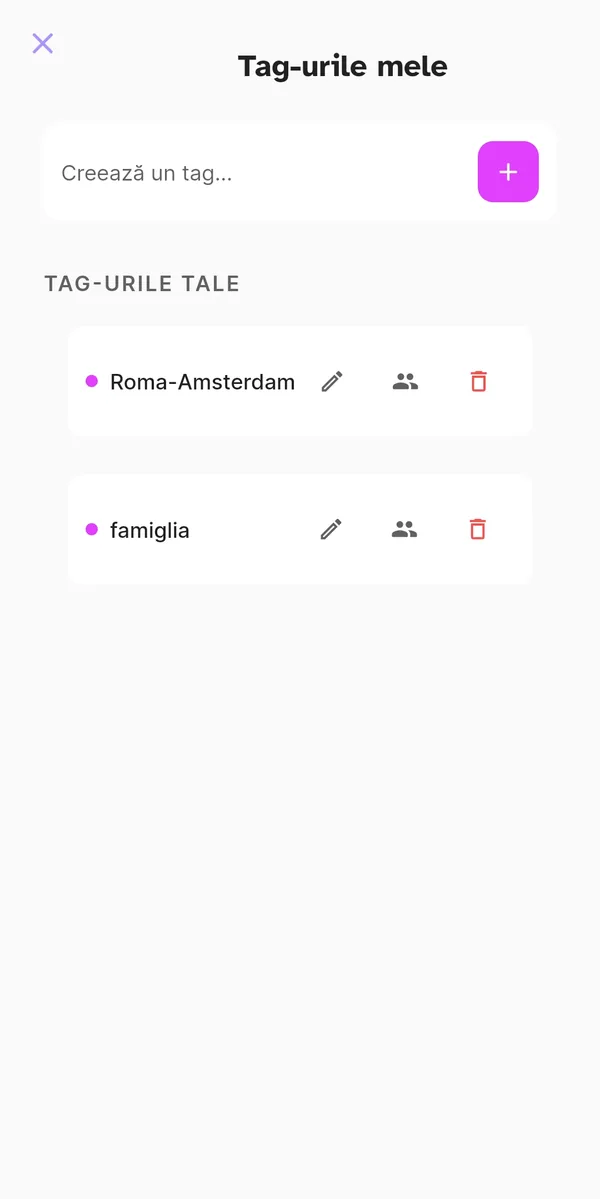 Gestionarea tag-urilor personale