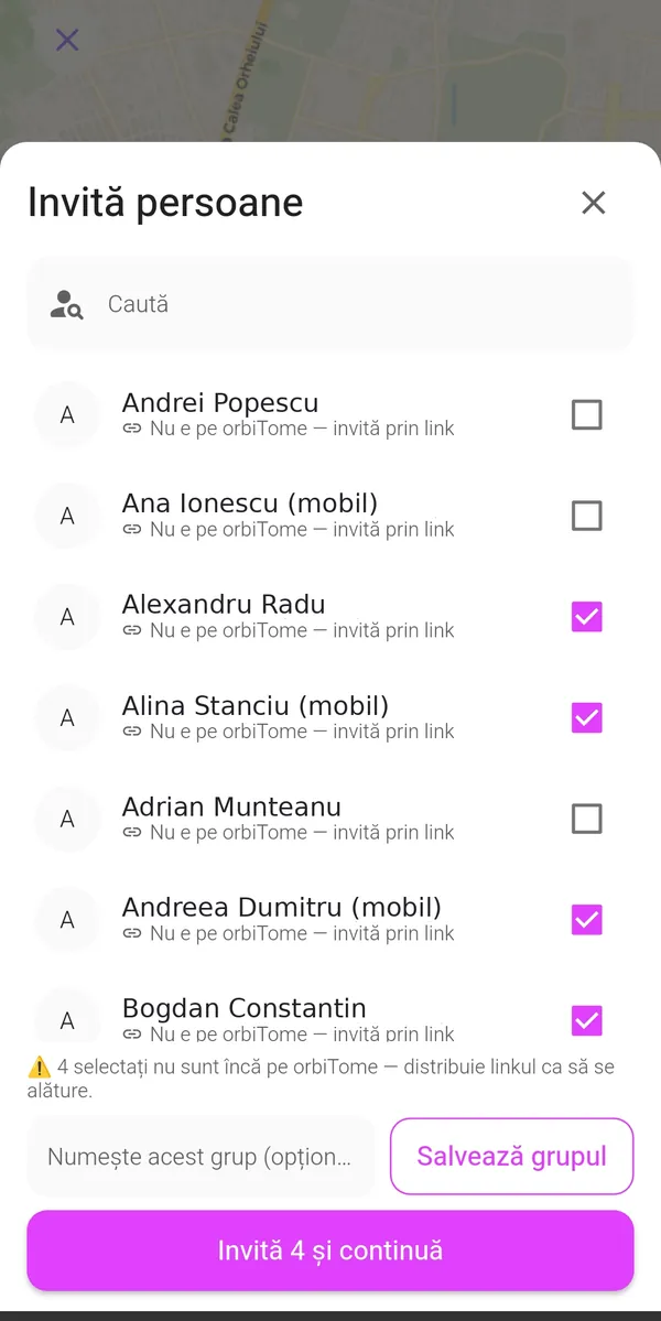 Crearea unui grup de invitați